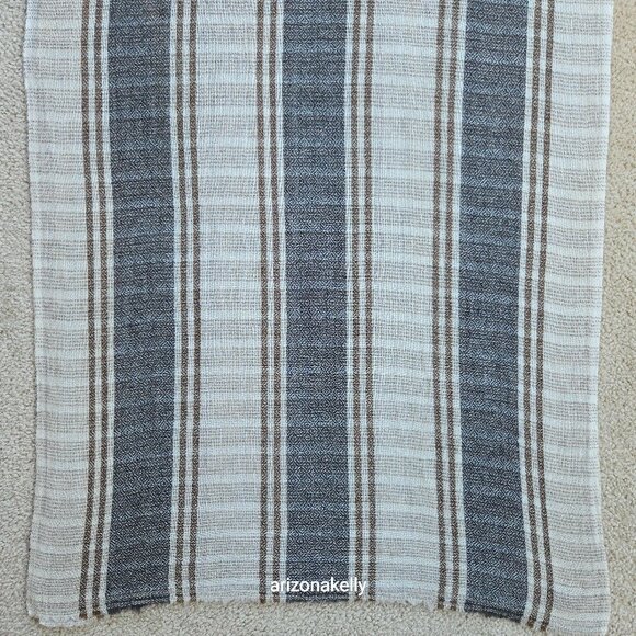 Cashmere Woven Scarf Stripes Brown Grey Nepal - Picture 2 of 11